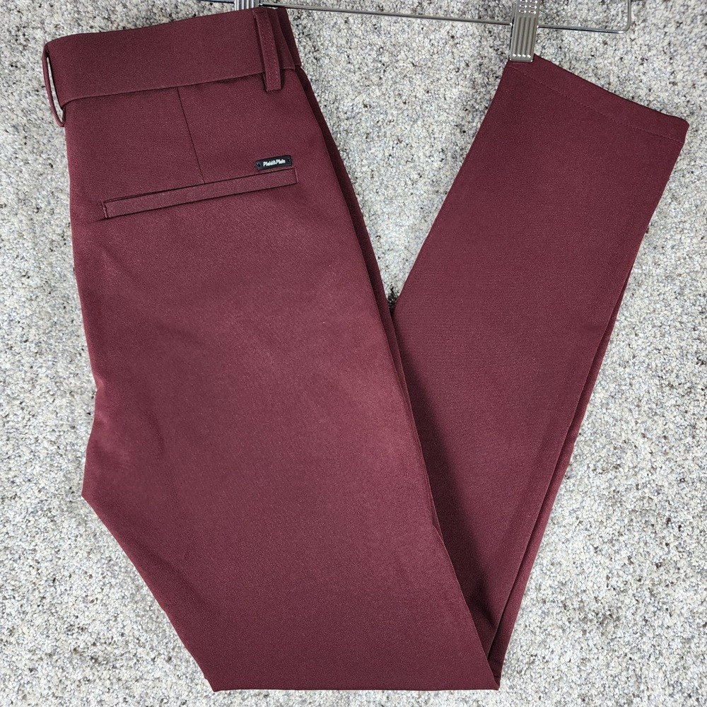 Plaid&Plain Dress Pants Mens 28x30 Skinny Fit Stretch Burgundy 7101 NWOT